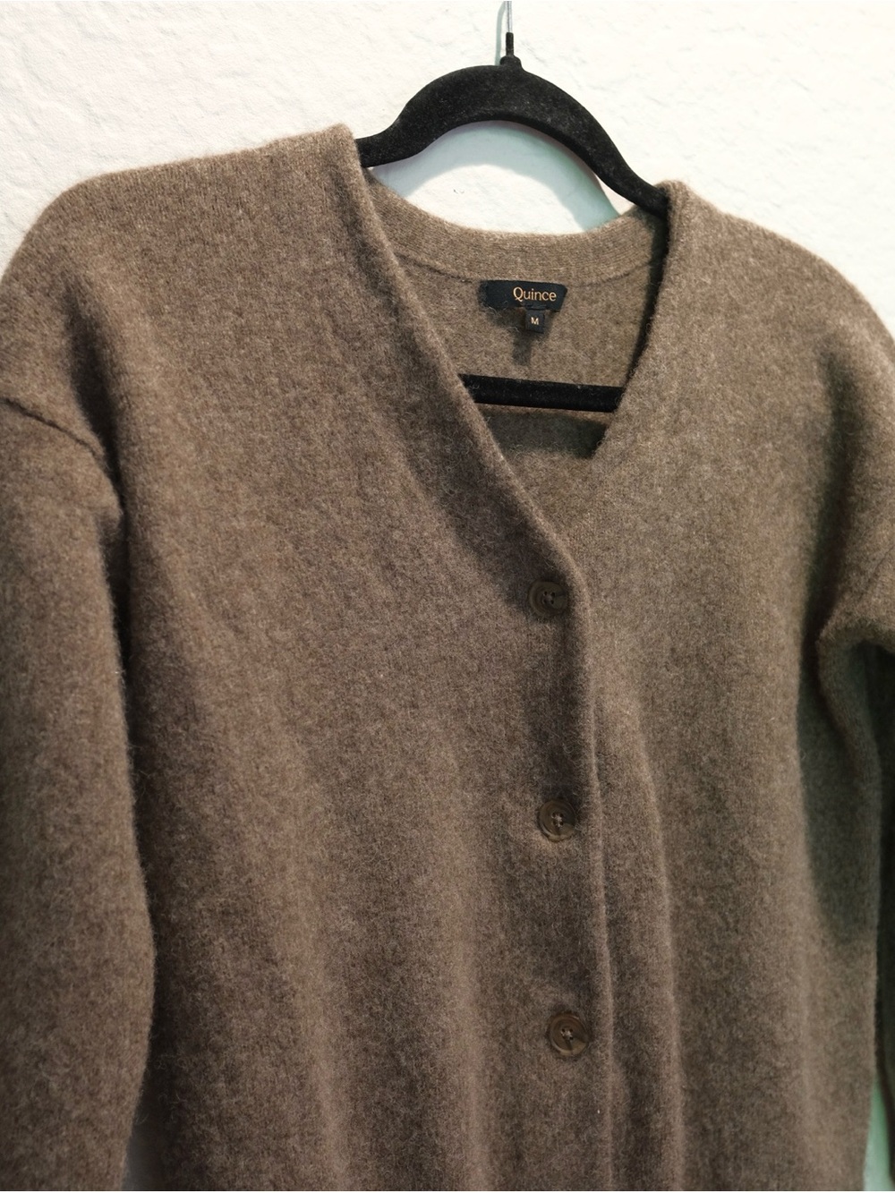 Quince 100% Yak Cardigan Size XS *see meas Brown V-Neck Minimalist Quiet Luxury - Picture 3 of 6